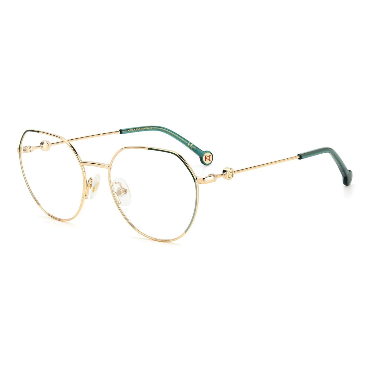 Carolina Herrera CH0059-PEF-55 Gold Green Rectangle Eyeglasses 55mm Eyeglasses