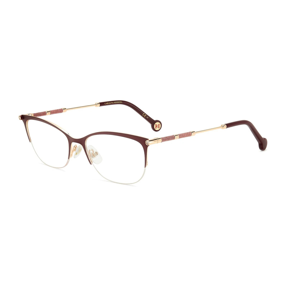 Carolina Herrera HER0153-NOA-54 Gold Burgundy Rimless Eyeglasses 54mm Eyeglasses