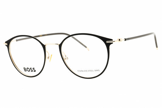 Hugo Boss 50mm Round eyeglasses in blk gold b frame with clear lenses