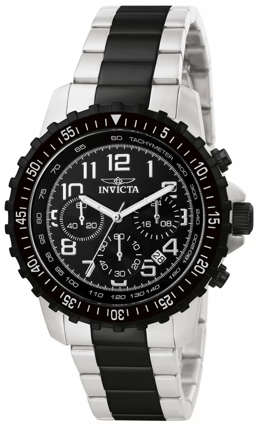 Invicta 1326 watch with black dial and stainless steel band