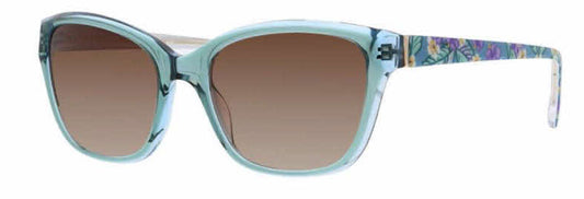 Vera Bradley Lavina Hanging Around Leaves Blue Square Sunglasses 54mm