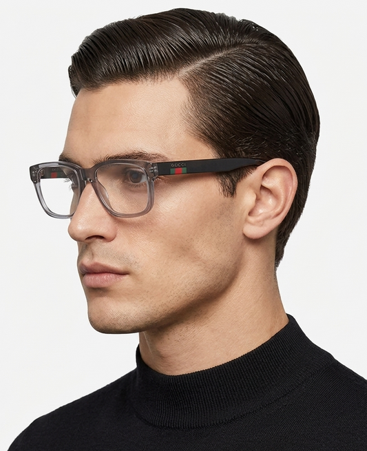 Gucci GG0011o-007 eyeglasses in black frame with clear lenses