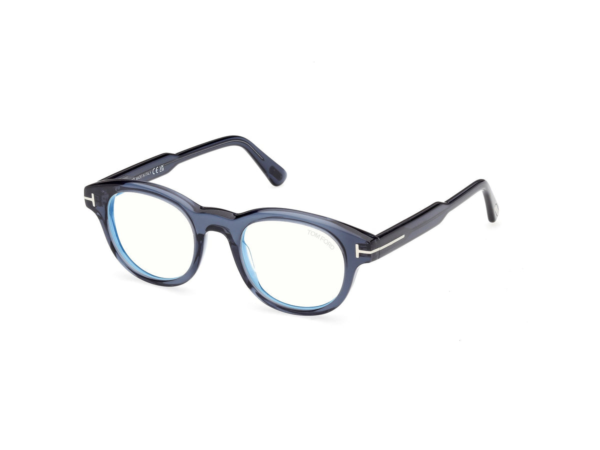 Tom Ford FT6121-B-47090-47 Shiny Blue Round  47mm Eyeglasses