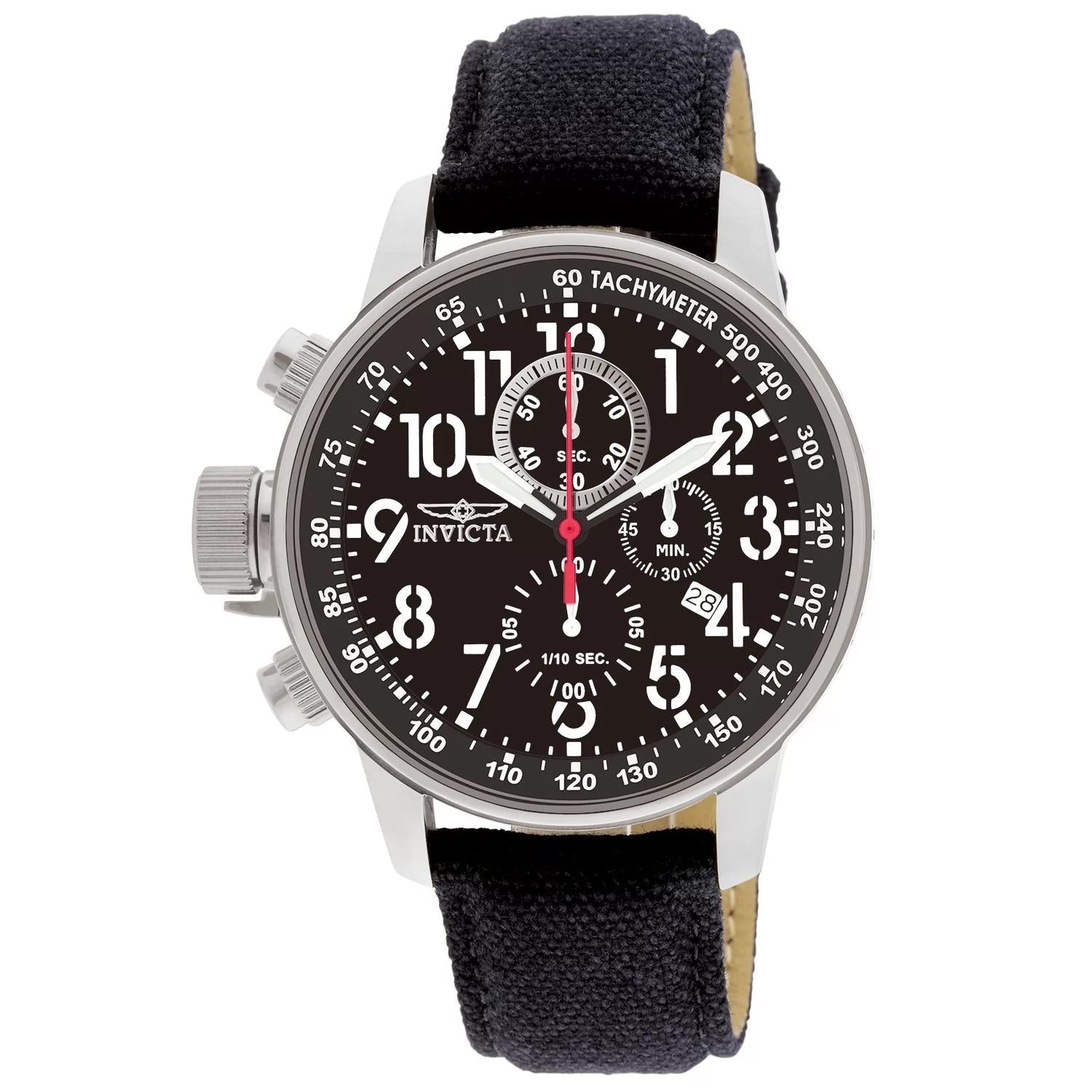 Invicta 1512 watch with black dial and riffle band