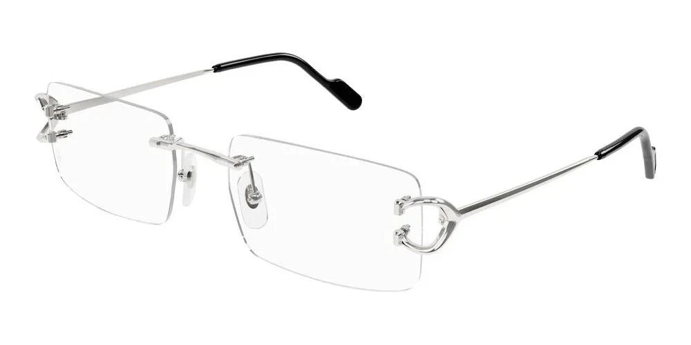 Cartier CT0488O-002 Silver Silver Rectangular Eyeglasses 56mm Eyeglasses