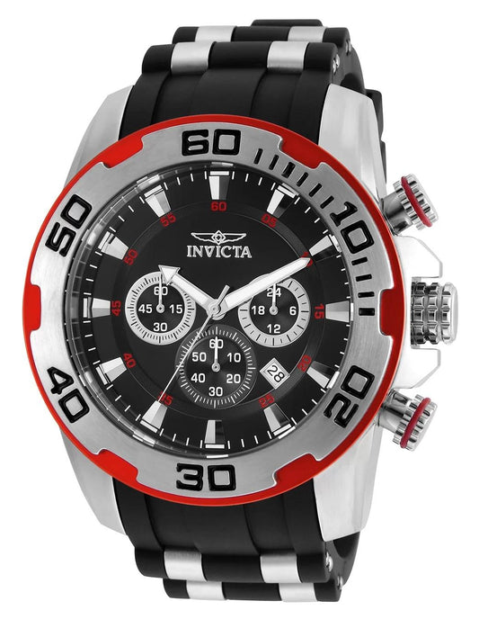 Invicta 22307 watch with black dial and polyurethane/stainless steel band