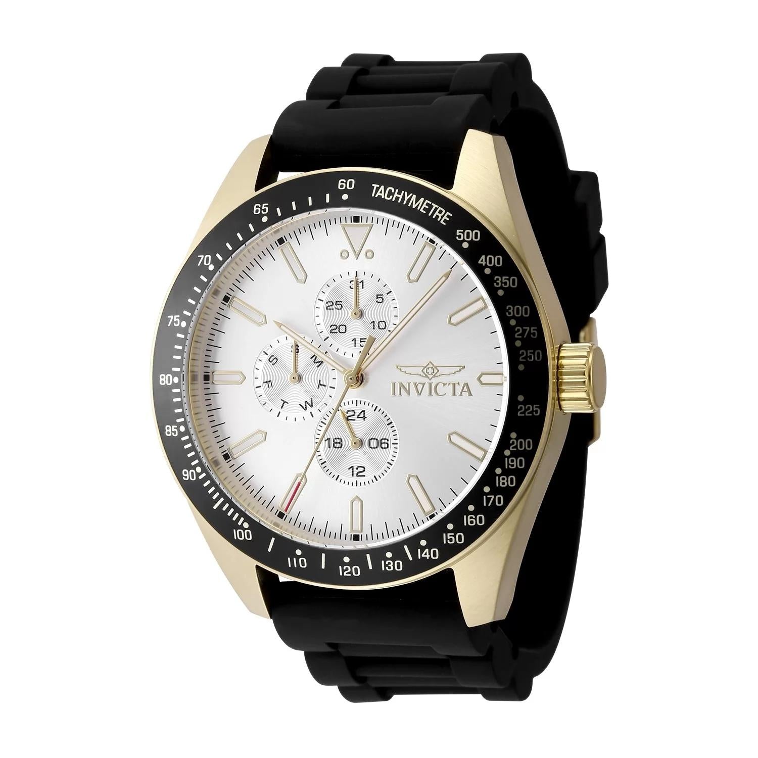 Invicta 48857 watch with silver dial and silicone band