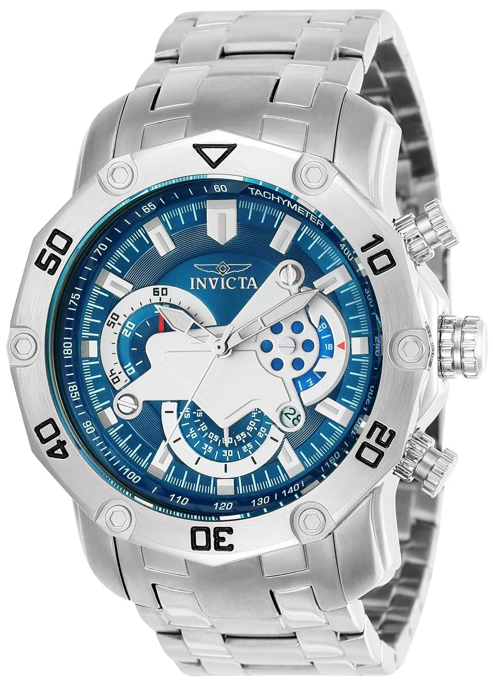 Invicta 22764 Quartz Watch Blue Dial Stainless Steel 50mm Men