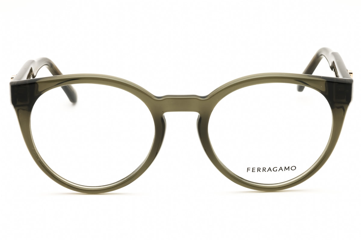 Salvatore Ferragamo SF3032E-320 TRANSPARENT KHAKI Round Eyeglasses 51mm Eyeglasses
