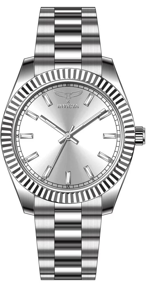 Invicta 69013 watch with white dial and stainless steel band