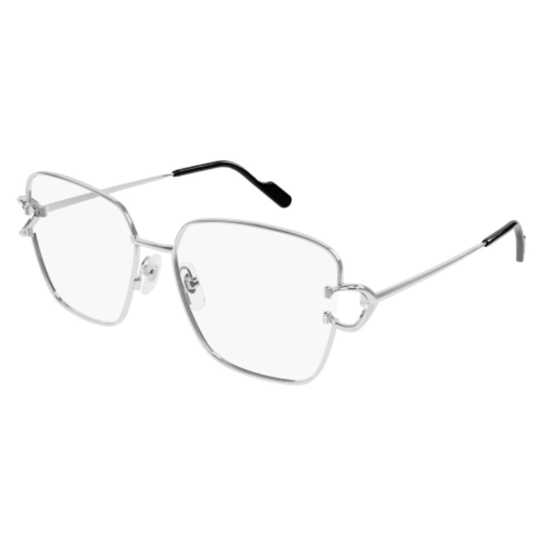 Cartier CT0486O-002 Silver Silver Transparent Cat Eye Eyeglasses 58mm Eyeglasses