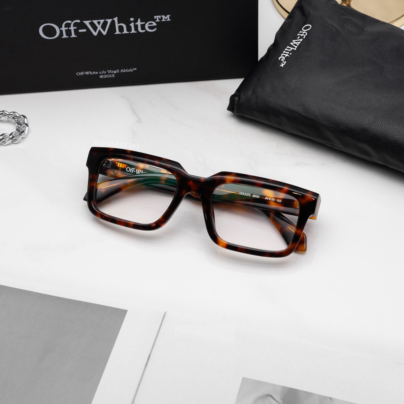 Off-White Style 42 Havana Blue Block Light 54mm New Eyeglasses