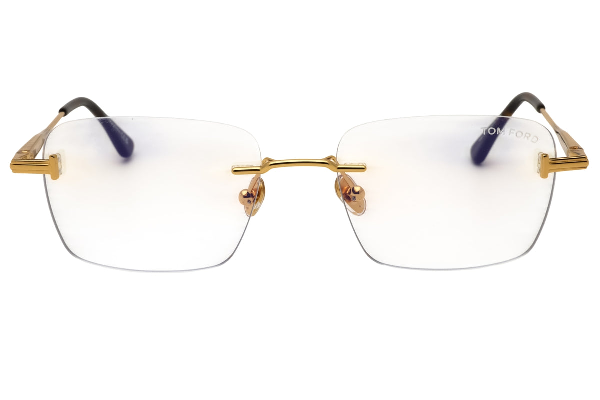 Tom Ford FT6117-B-030 shiny deep gold Rectangular Eyeglasses 54mm Eyeglasses