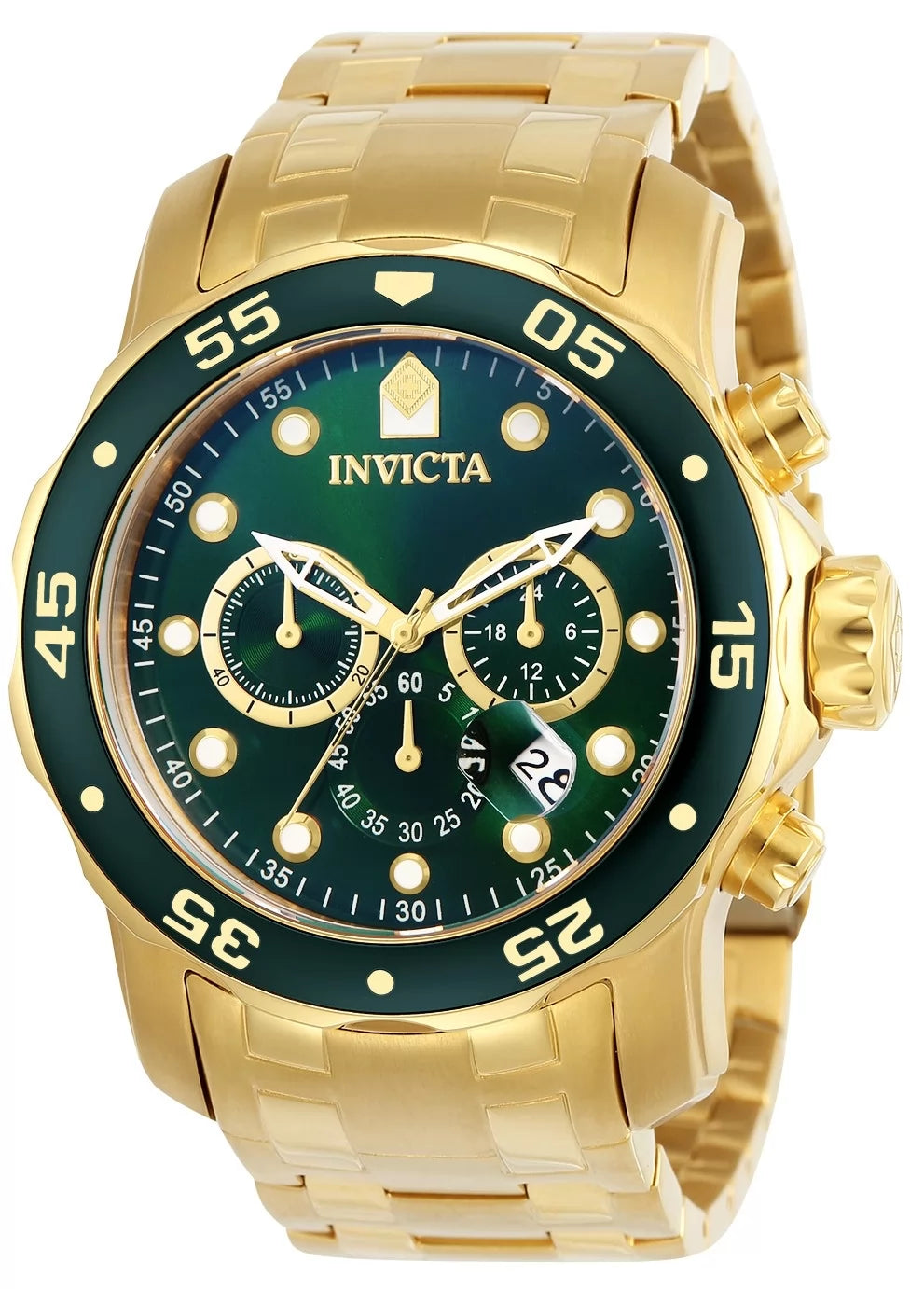 Invicta 0075 Quartz Watch Green Dial Stainless Steel 48mm Men