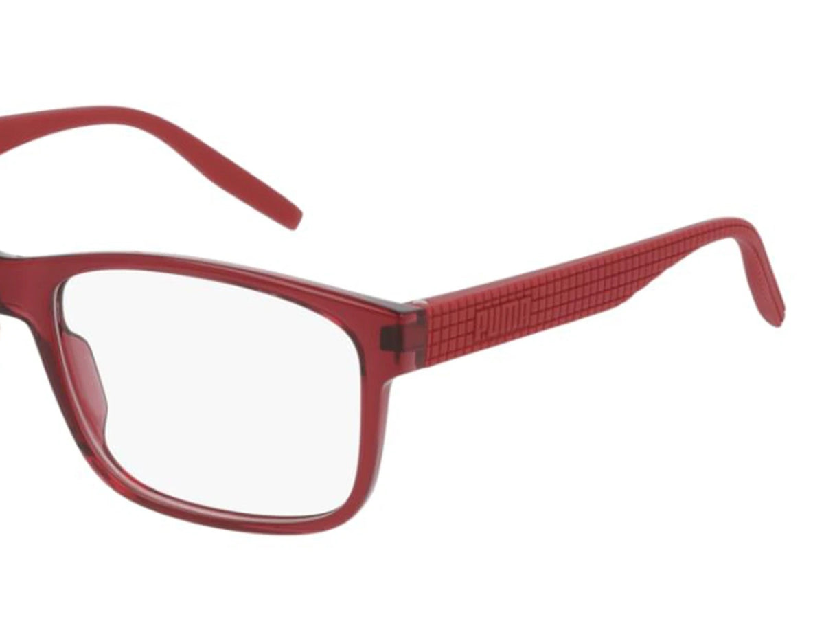Puma PU0280O-003-57 eyeglasses in red frame with clear lenses