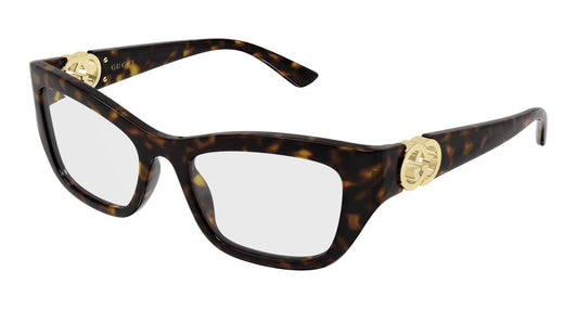 Gucci GG2125o-002 eyeglasses in havana frame with clear lenses