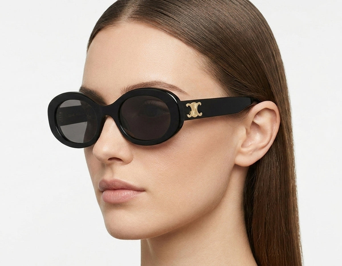 Celine CL40194U-5201V sunglasses in shiny solid black frame with smoke lenses