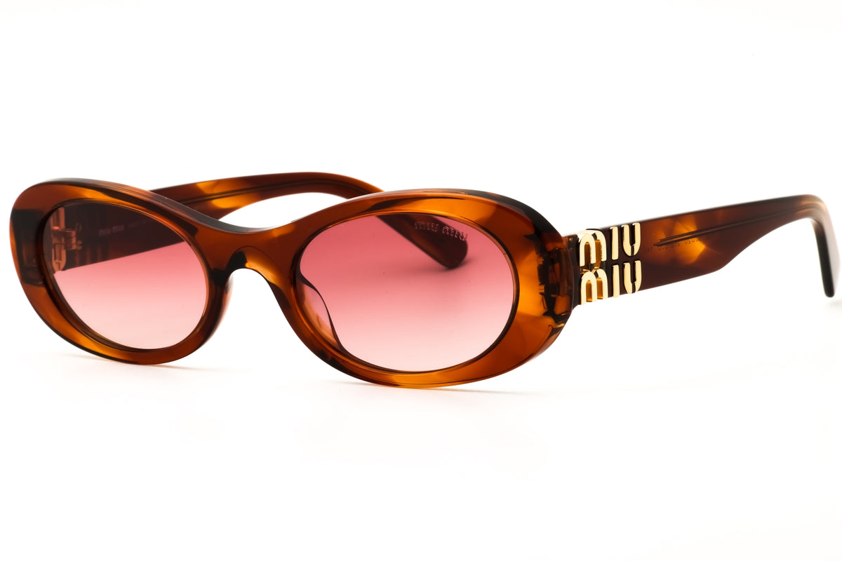 Miu Miu 0MU 06ZS-26E50U Striped Tobacco Oval Sunglasses 50mm Sunglasses