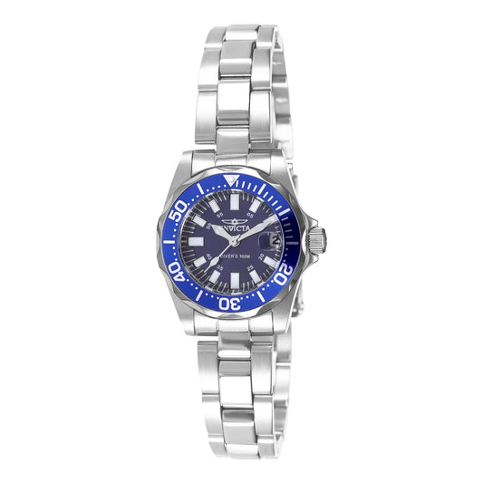 Invicta 7060 Quartz Watch Blue Dial Stainless Steel 27mm Lady