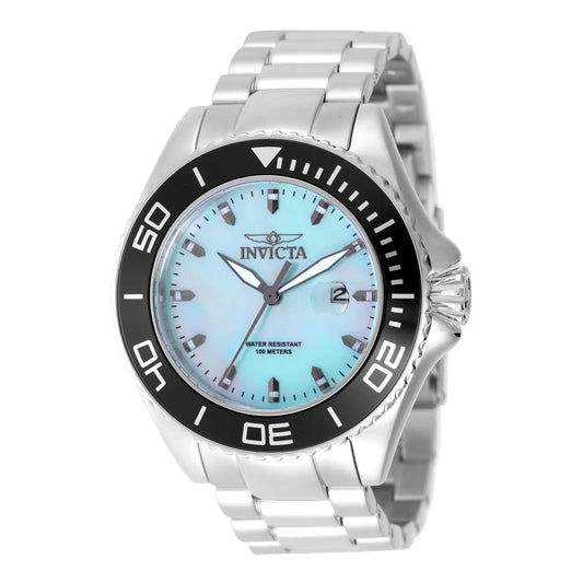 Invicta 49642 watch with light blue dial and stainless steel band