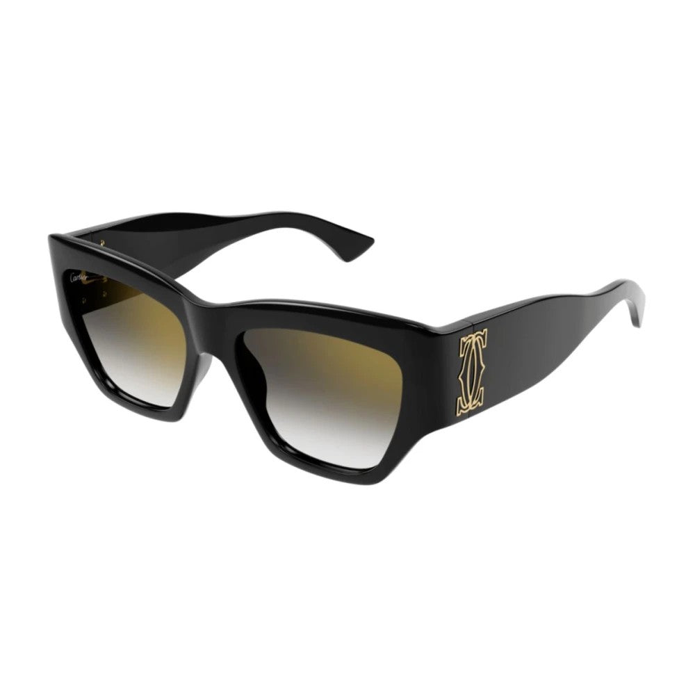 Cartier CT0435S-001 Black Black Grey Cat Eye Sunglasses 55mm Sunglasses