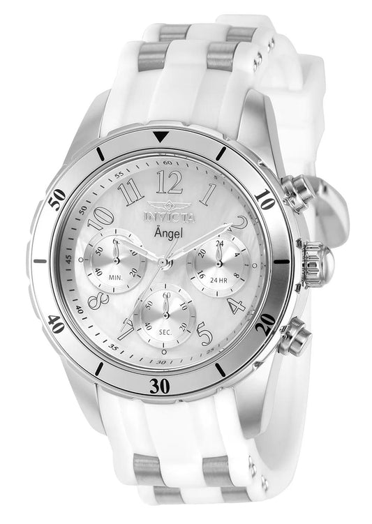 Invicta 37347 watch with white dial and polyurethane/stainless steel band