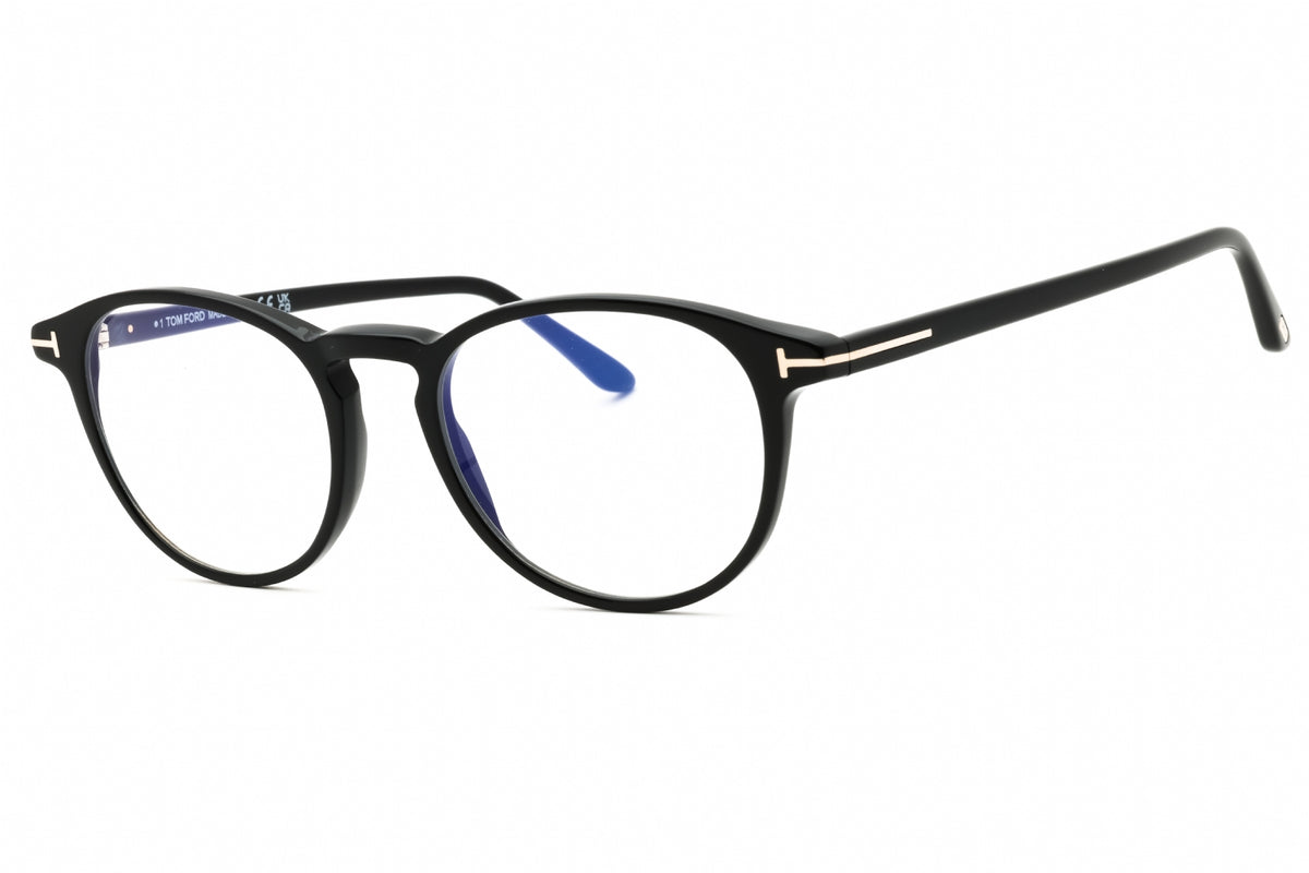 Tom Ford FT5803-B-001 shiny black Round Eyeglasses 51mm Eyeglasses