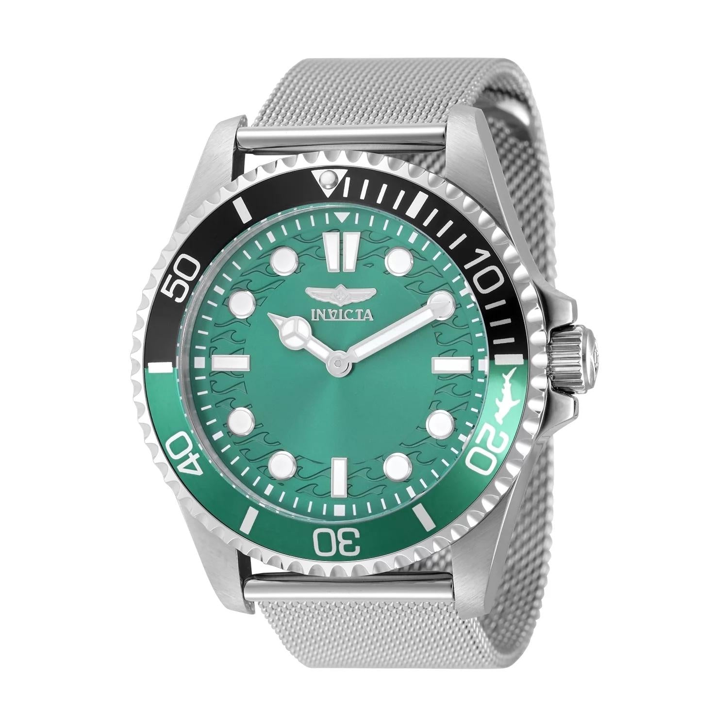 Invicta 49687 watch with green dial and stainless steel band