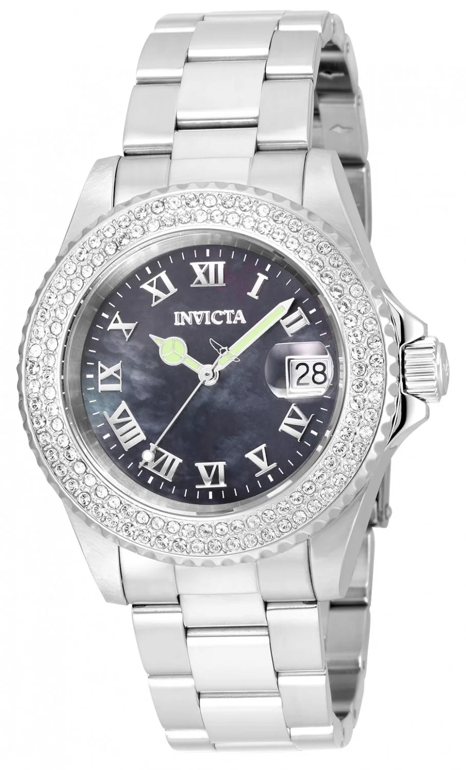 Invicta 21711 Quartz Watch Black Dial Stainless Steel 40mm Lady