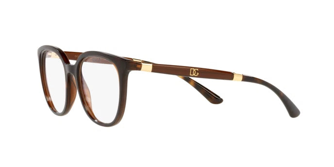 Dolce Gabbana 0DG5080-3185-50 Havana Transparent Brown Square EYEGLASSES 0mm Eyeglasses