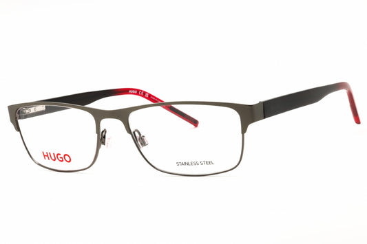 HUGO HG 1263-0PTA 00 eyeglasses in dark ruthenium grey frame with clear demo lenses