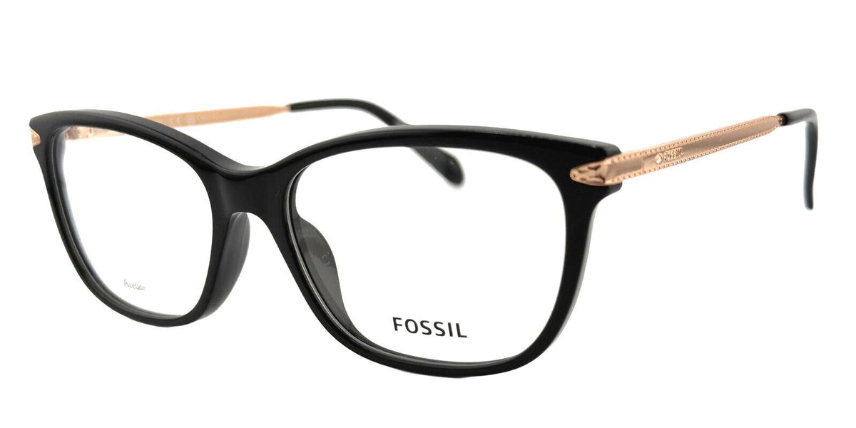 Fossil FOS-7150-807-53 Black Gold Rectangle Eyeglasses 53mm Eyeglasses