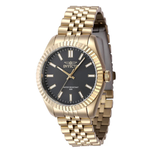 Invicta 47504 watch with black dial and stainless steel band