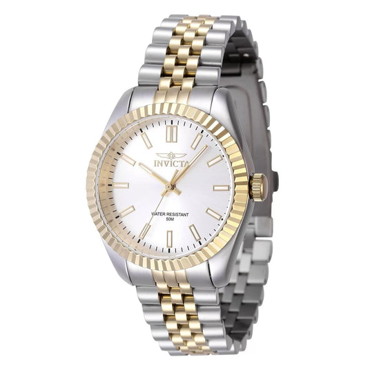 Invicta 47500 watch with silver dial and stainless steel band