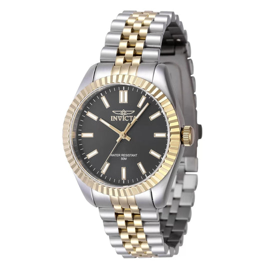 Invicta 47499 watch with black dial and stainless steel band