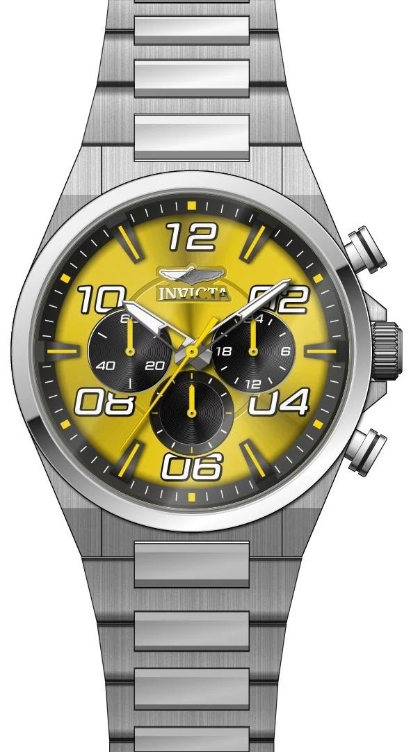 Invicta 50424 watch with yellow dial and stainless steel band