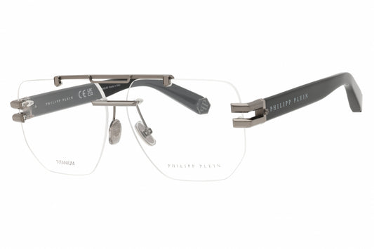 Philipp Plein VPP087M-584 eyeglasses in shiny gunmetal frame with clear demo lenses
