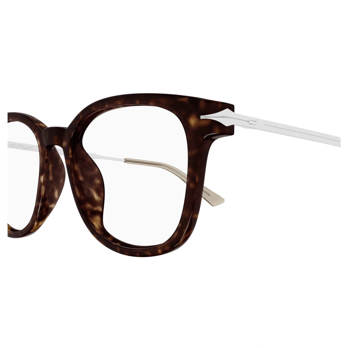 Mont Blanc MB0309oA-002 eyeglasses in havana silver frame with clear lenses