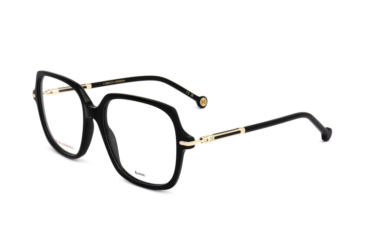Carolina Herrera HER-0233 807 Black Rectangle Eyeglasses 54mm Eyeglasses