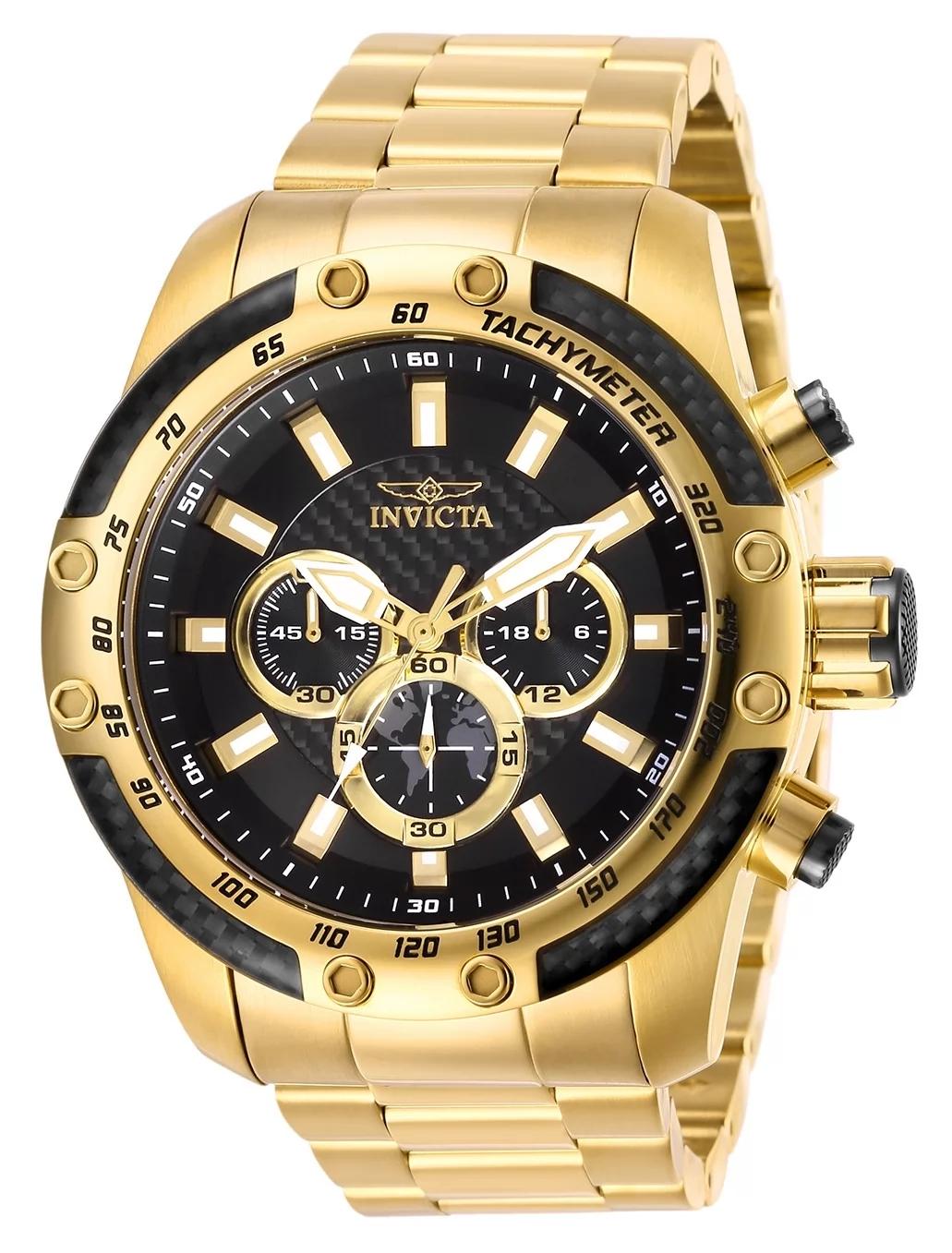 Invicta 28658 watch with black dial and stainless steel band