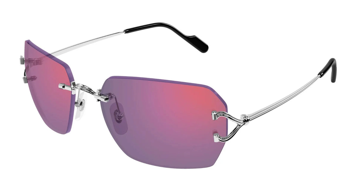 Cartier CT0664S-003 Silver Rectangular Sunglasses 59mm Sunglasses