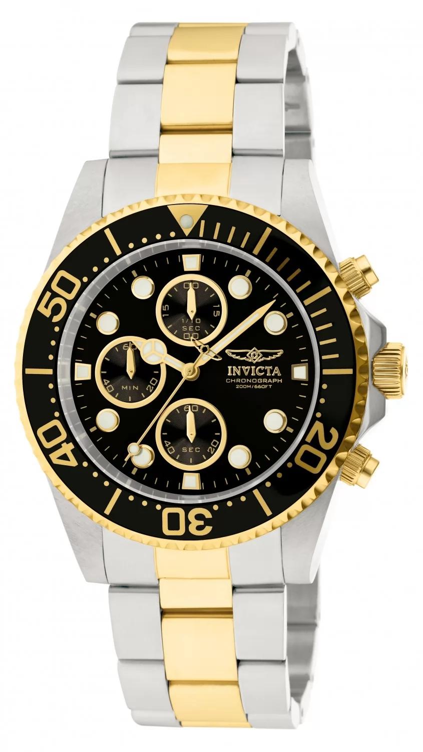 Invicta 1772 watch with black dial and stainless steel band