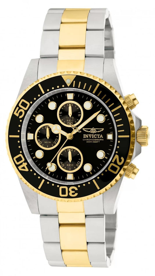 Invicta 1772 watch with black dial and stainless steel band