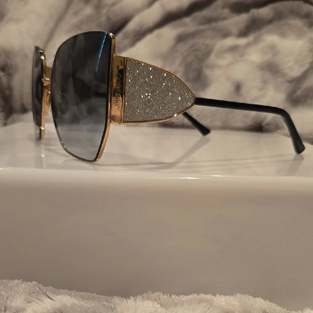 Jimmy Choo 0RIVER-S-2M2-61 Black Gold Round SUNGLASSES 62mm Sunglasses