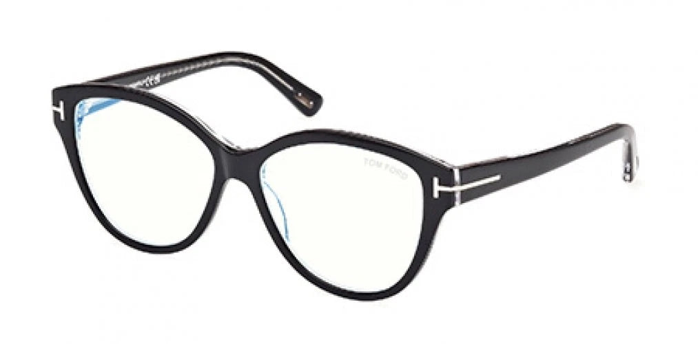 Tom Ford FT5954-B 003 Black Rectangle Eyeglasses 54mm Eyeglasses
