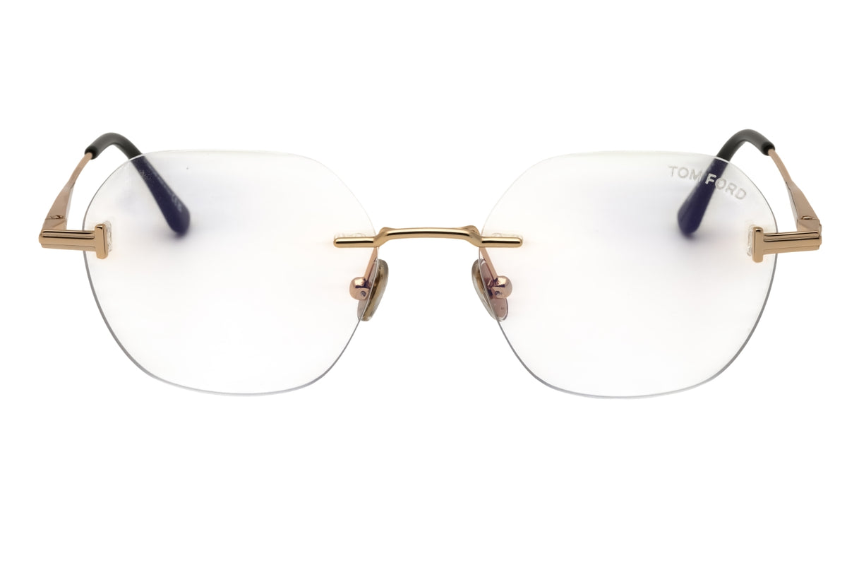 Tom Ford FT6126-B-028 shiny rose gold Round Eyeglasses 52mm Eyeglasses