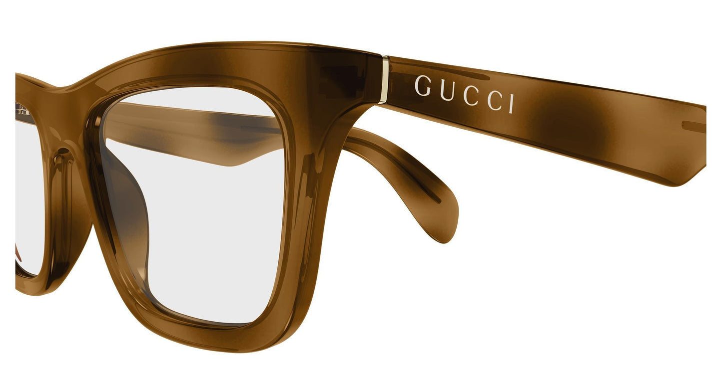 Gucci GG1933o-002 eyeglasses in havana frame with clear lenses