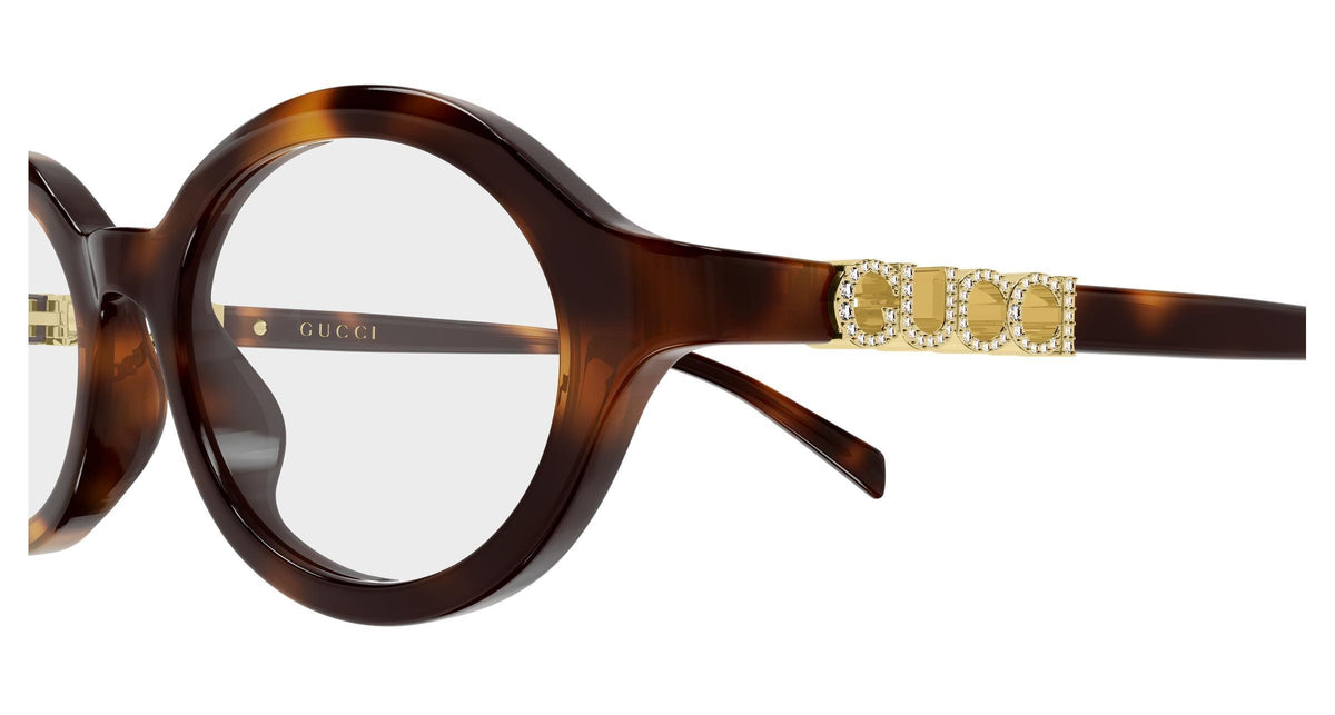 Gucci GG2153o-005 eyeglasses in havana frame with clear lenses