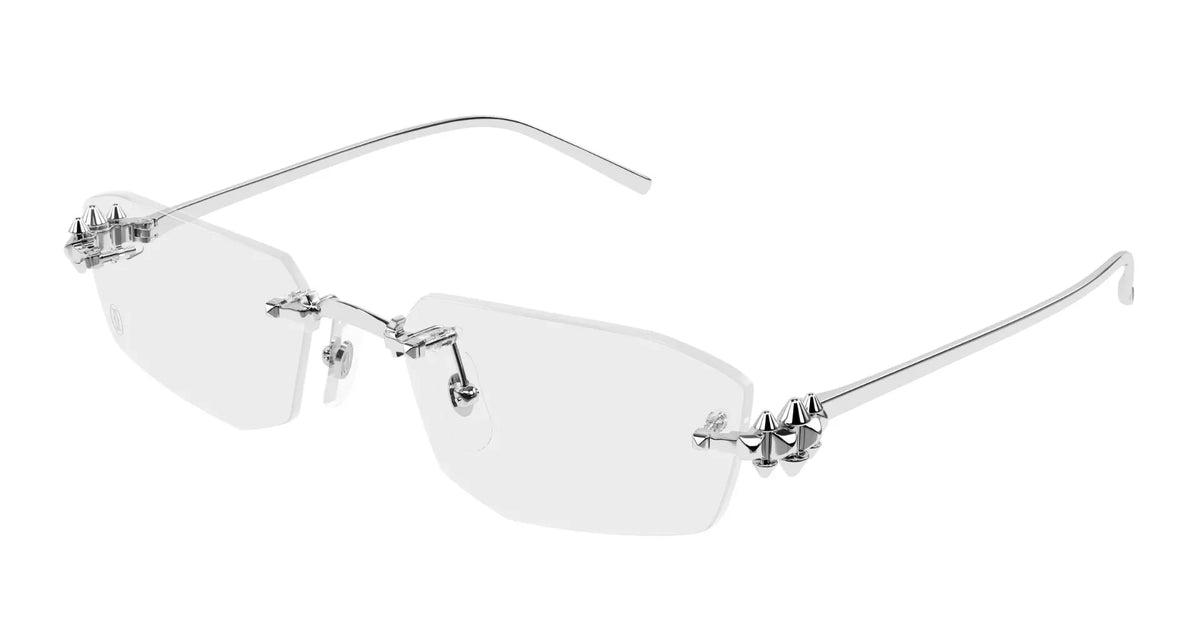 Cartier CT0683O-002 Silver Rectangular Eyeglasses 56mm Eyeglasses