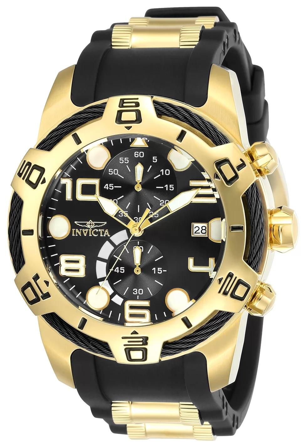 Invicta 24218 24218 Watch - Black Dial Polyurethane/Stainless Steel Band